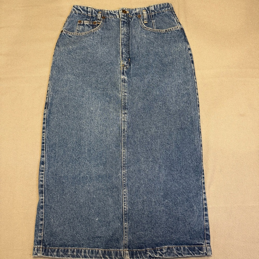 GAP Denim Skirt VINTAGE 80/90s 100% Cotton, USA made Button Back Detail Women's - Picture 3 of 16